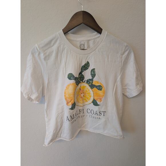 Social Culture Tops - Social Culture Crop Lemon Print T shirt Sz M